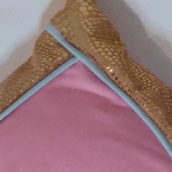 The Bikini Lab Triangle Bikini Swimsuit Top. Pink with Gold trim, size Med NWOT - Picture 7 of 7